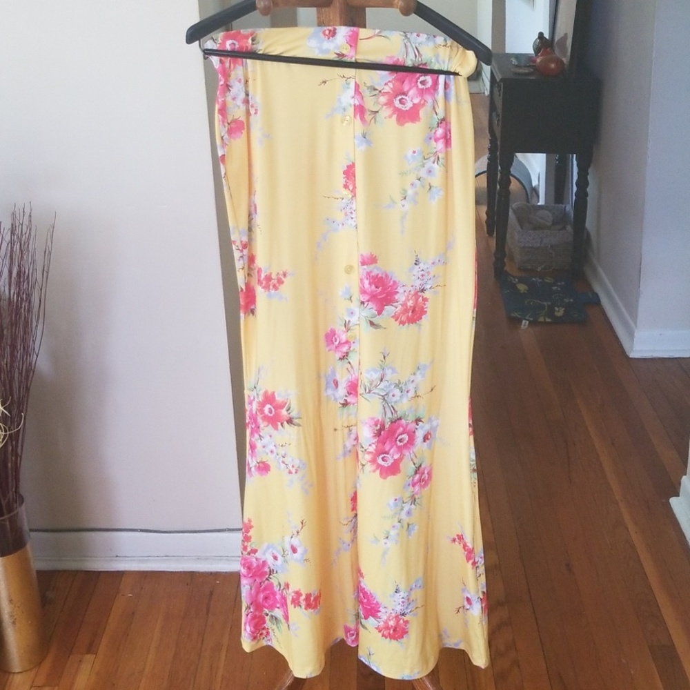 ASOS yellow floral maxi skirt